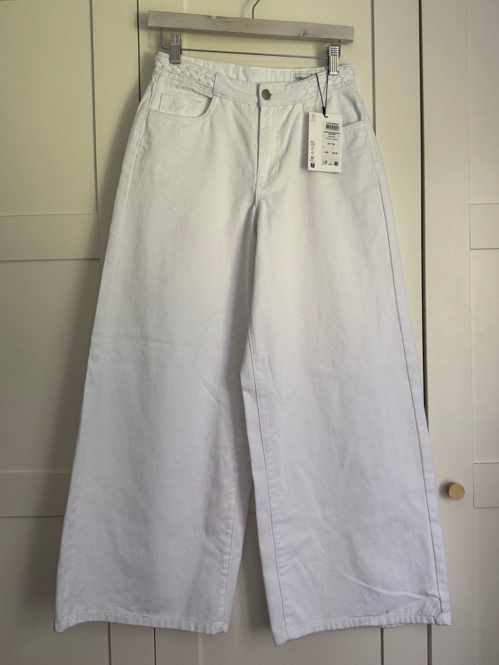 Vero Moda We Do Denim White Wide Leg Braid Jeans 25/30 NWT